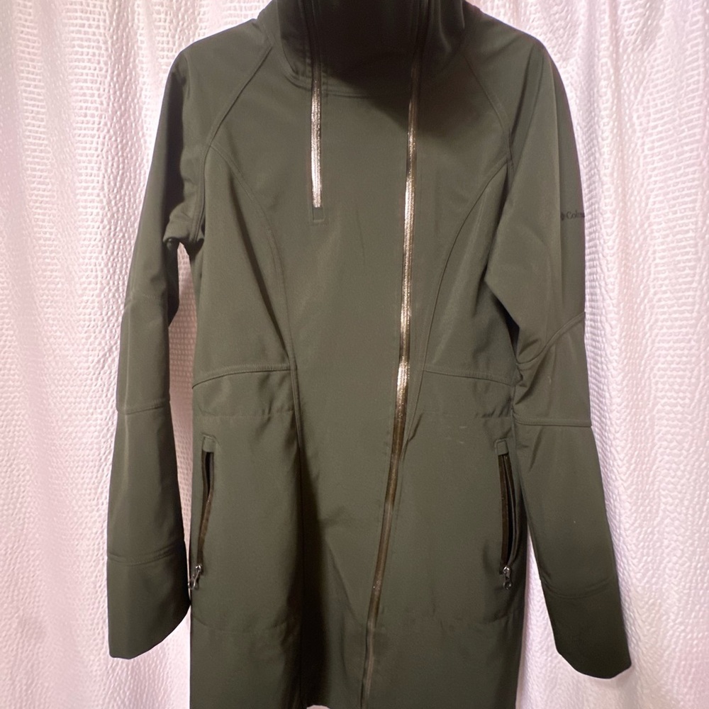 Columbia Sportswear Women’s Double zip Turtleneck Long Coat Olive Green Size L